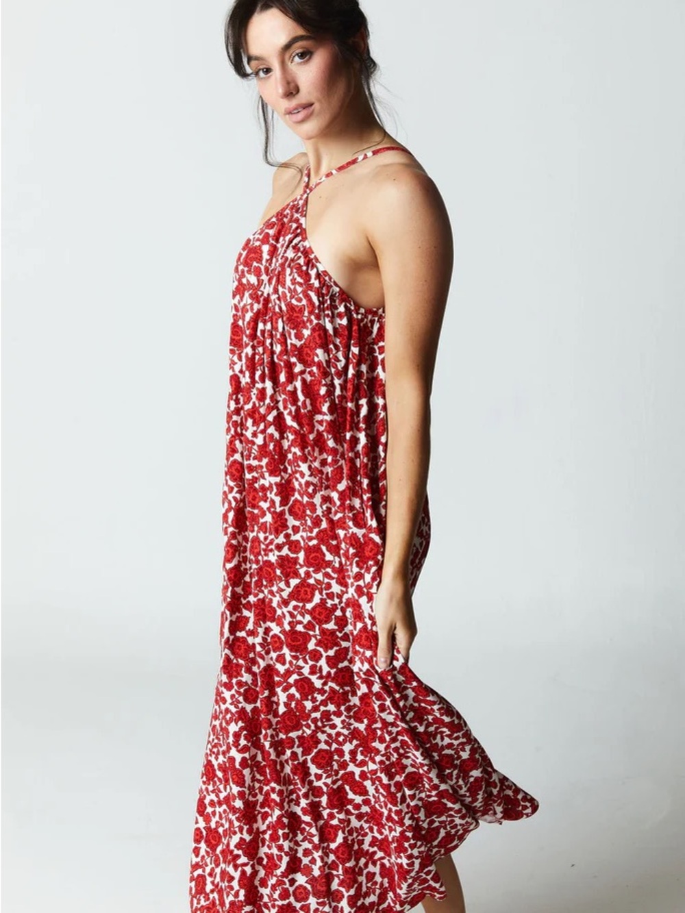 NWT Citrine Petra Dress Red Floral Halter Maxi Dress - Women's SIZE M